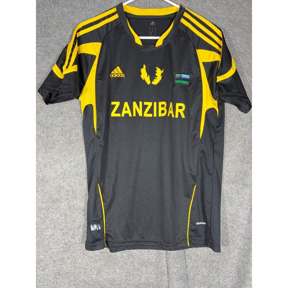 Adidas Zanzibar Soccer Jersey Mens XL Black Yellow Climacool Football Shirt